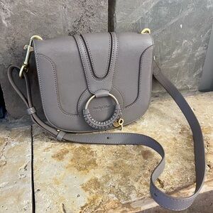 New See By Chloe Leather Hana Crossbody Bag Motty Gray